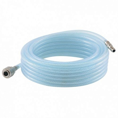 Шланг пневматический ПВХ, 10x16 мм, 18 бар, армированный, прозрачный, быстросъемное соединение, 15 м Stels 57025