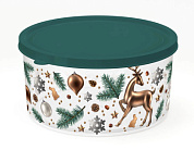 Контейнер круглый для продуктов 2,6л с НГ декором Полимербыт 4351832