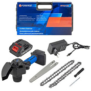 Пила цепная аккумуляторная 2 цепи,1 аккумулятор Li-ion 20V, 2.0Ah Forsage F-WT03156