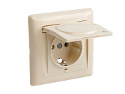 Розетка 1-ая, скрытая, с/з, с крышкой, кремовая, DARIA, 16 A, 250 V, IP 20, Mutlusan 21206100202