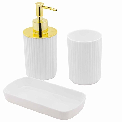 Набор для ванной комнаты 3 пр., дозатор для мыла, подставка для зубных щеток, лоток для аксессуаров La and Te beaute LT-BSP-8WH