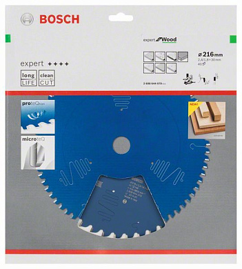 Пильный диск Expert for Wood 216x30 мм Z40 BOSCH 2608644079