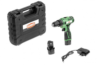 Аккум. дрель промо ACD12/2C 12В 2x1.5Ач LiION 10мм 0-350/0-1350об/мин, 26 Нм, кейс Hammer 824159