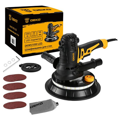 Шлифмашина для стен DKWS1050 LED, 180мм, 1050 Вт DEKO 083-1036