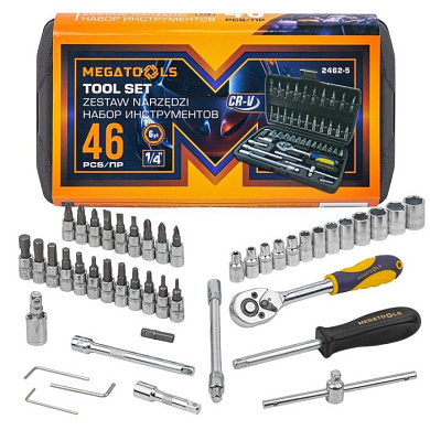 Набор инструментов 46 пр. 1/4'' MEGATOOLS MT-2462-5