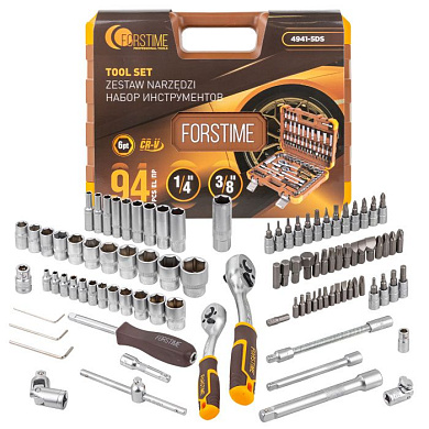 Набор инструментов 94 пр 1/4''&3/8'' 6-гр. FORSTIME FT-4941-5DS