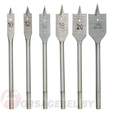 Свёрла перьевые по дереву 10-25 мм набор 6 шт. Vorel 22500