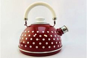 Чайник эмал 3,5л подвиж/руч бордо мал бел горохи ТД Сила Дон TMM04/35/01/27/H03