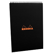 Блокнот "Rhodia" на пружине, A4, 80 листов, клетка, черный