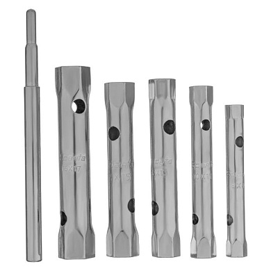 Набор ключей-трубок торцевых, 8 х 17 мм, вороток, оцинкованные, 6 шт., Sparta 137405