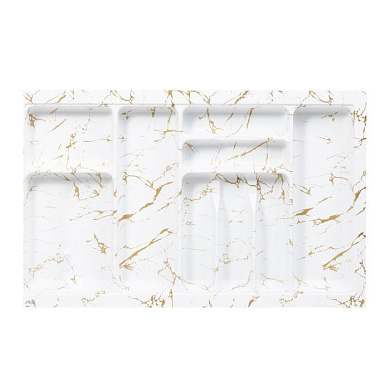 Лоток для столовых приборов 800 MARBLE 735*485, бело-золотой мрамор AKS 125445