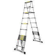 Лестница телескопическая двухсекционная 0.9-4.4+4.4 м, 14+14 ступенек, нагрузка 150 кг, ForceKraft FK-BL-TA440