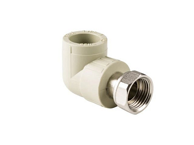 Колено ПП с накидной гайкой 25х1", серое, угольник РосТурПласт 15832