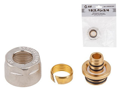 Евроконус, адаптер 18, 2.0х3/4" вн. для труб PEX, инд. упак., HEY AV Engineering AVE5301820
