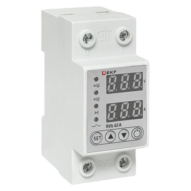 Реле напряжения и тока с дисп, RVb 63A EKF rvb-m63a