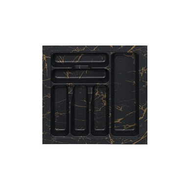 Лоток для столовых приборов 500 MARBLE 435*430, черно-золотой мрамор AKS 117567