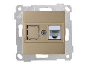 Розетка компьютерная 1xRJ45, Cat5e, скрытая, без рамки, золото, RITA, Mutlusan 22001360180