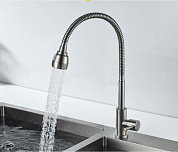 Монокран на мойку с гибким изливом, нержавеющая сталь, сатин Ledeme L74295