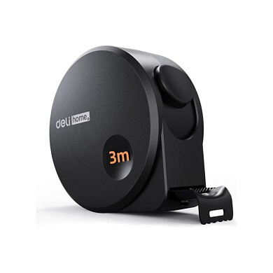Рулетка Deli HS EHT8316, 3 м х 16 мм, Soft Touch, черный