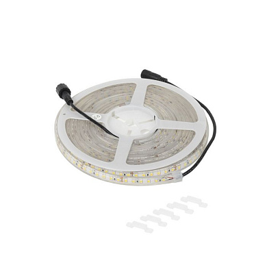 Лента светодиодная термостойкая, подводная 9,6W/m, 24V, 11мм, 2835, 120 д/м, IP68, теплый белый, 3000К, 5м, AKS 115338