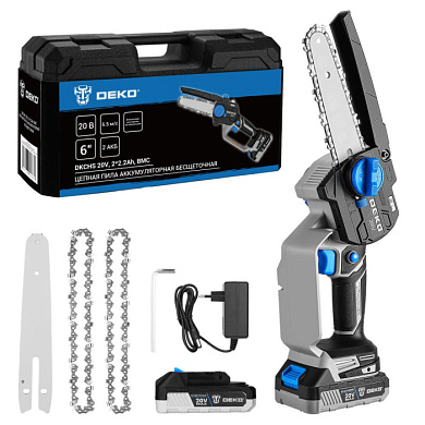 Аккумуляторная пила цепная DKCHS 20V (2×2.0 Ah) DEKO 083-2014