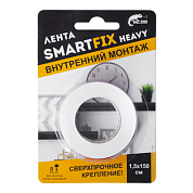 Лента клейкая двусторонняя 15 мм x 1,5 м SmartFix Heavy SFV1515T монтажная, сверхсильная, прозрачная