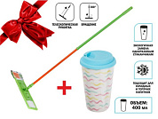 Швабра с ручкой 70-120 см для пола с насадкой из микрофибры "Макарена" с кружкой 400 мл PERFECTO LINEA 43-391012/К