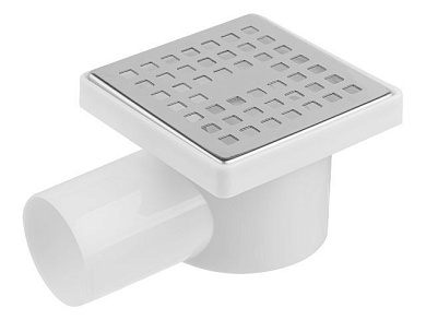 Сливной трап горизонтальный D 50, с сухим затвором, решетка нерж. 100х100 мм, AV Engineering AVE5010104