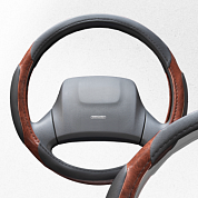 Оплетка экокожа L Wood- подушечки Черно/Коричневая SKYWAY S01102001