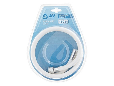 Шланг душевой, PVC, 1/2" г-г 150 см, бел, Гайка цинк AV Engineering AVSSS-045