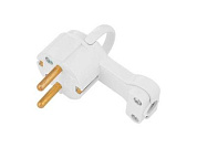 Вилка угловая с откидывающимся ушком (с/з, 6А, 250В) белая, Bylectrica В16-061