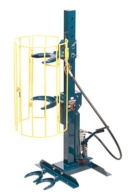 Стяжка пружин пневмогидравлическая напольная с навесным защитным каркасом и двумя комплектами получаш, макс. усилие 1 т, рабочий диапазон 210-570 мм Forsage F-1500-6