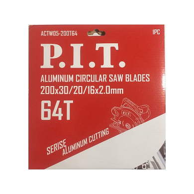 Диск пильный по алюминию 200x30/20/16x2 мм 64T PIT ACTW05-200T64
