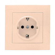 Валенсия розетка 1-местная с/з 16А кремовая с защ, штор, EKF PROxima EWR16-028-20