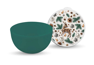 Миска с крышкой 2 л, с НГ декором Полимербыт 4359632