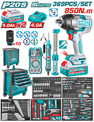 Набор инструментов 369 пр в инструментальной тележке TOTAL THPTCS83692