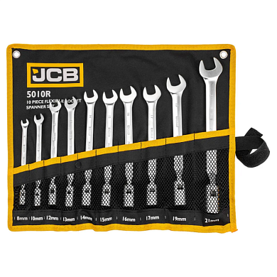 Набор ключей рожково-шарнирных 8, 10, 12-19 мм 10 пр JCB JCB-5010R