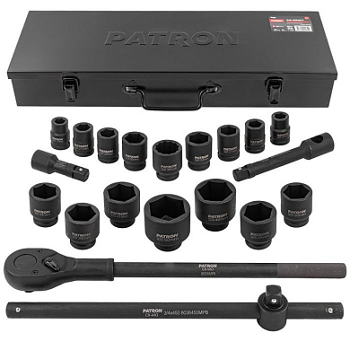 Набор инструментов ударных 21 пр, 3/4'' 6-гр. PATRON P-6212-5MPB