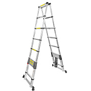 Лестница телескопическая двухсекционная, 0.8-3.5+3.5 м, 11+11 ступенек, max нагрузка 150 кг ForceKraft FK-BL-TA350