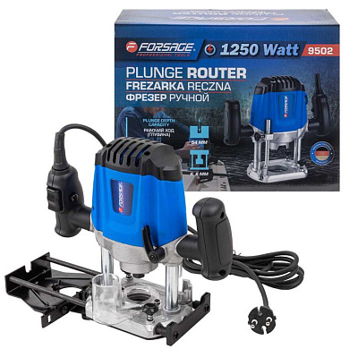 Фрезер ручной, 1250Вт, 12000-30000 об/мин, ход фрезы 54 мм, диаметр цангового патрона 6, 8 мм Forsage F-9502