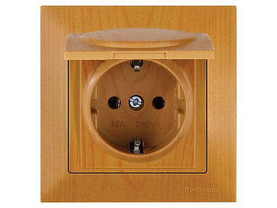 Розетка 1-ая, скрытая, с/з, с крышкой, дуб, DARIA, 16 A, 250 V, IP 20, Mutlusan 21206100258