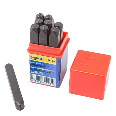 Набор цифровых штампов 9 пр., 6 мм, в пластиковом футляре Partner PA-6855-6