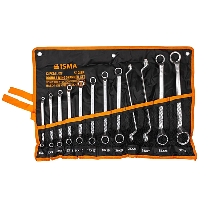 Набор накидных ключей, отогнутых на 75° 6х7-30х32 мм 12 пр ISMA ISMA-5128P