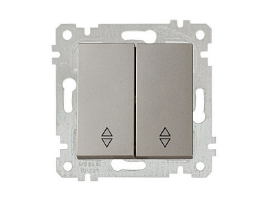 Выключатель проходной 2-клав., скрытый, без рамки, винт. зажим, титан, RITA, 10 A, 250 V, IP 20, Mutlusan 22004040283