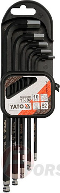 Набор шестигранных ключей с шаром удл. 1,27-10 мм S2 10 пр. Yato YT-0561