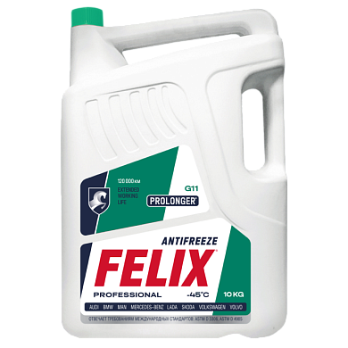 Антифриз PROLONGER G11 (зеленый), в п/э кан. 10 кг FELIX 430206021