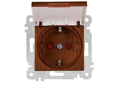 Розетка 1-ая, скрытая, без рамки, с/з, шторки,с крышкой, орех, RITA, 16 A, 250 V, IP 20, Mutlusan 22006110257
