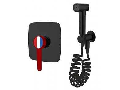 Смеситель для биде Lt D35, серия Rose черный + красный, встраиваемый, излива нет A-five A5-1050