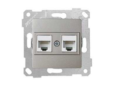 Розетка компьютерная 2xRJ45, Cat5e, скрытая, без рамки, титан, RITA, Mutlusan 22001380183