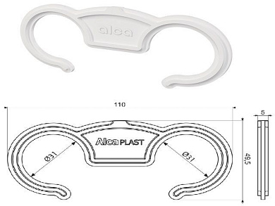 Держатель гибкого соединения, уп.10шт, Alcaplast E2